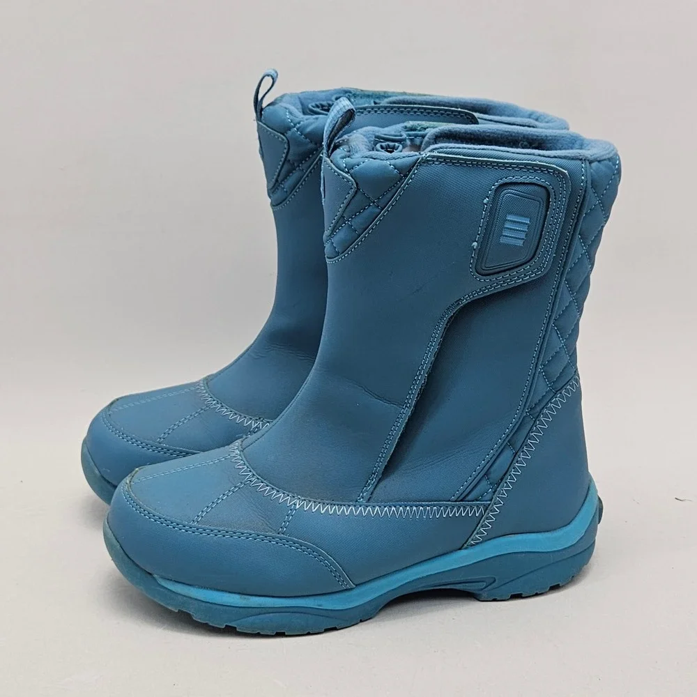 Lands End Girls Blue Quilted Fleece Lined Snow Boots 406688 Size 5M
